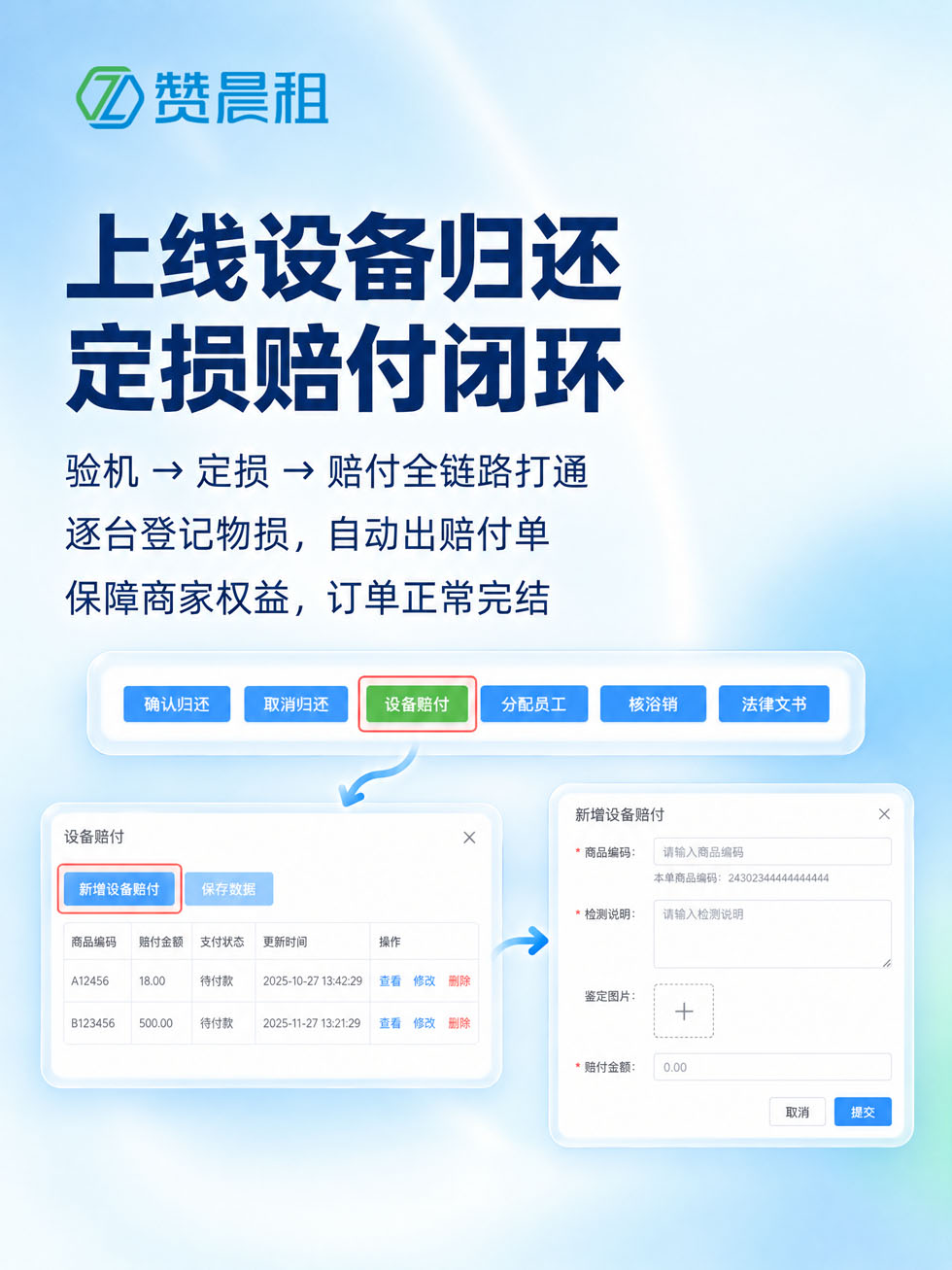 设备归还定损赔付闭环