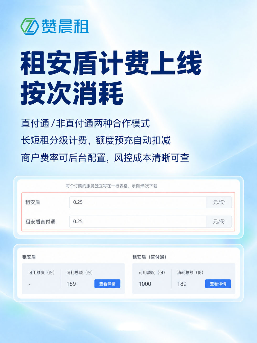 租安盾按次消耗计费上线